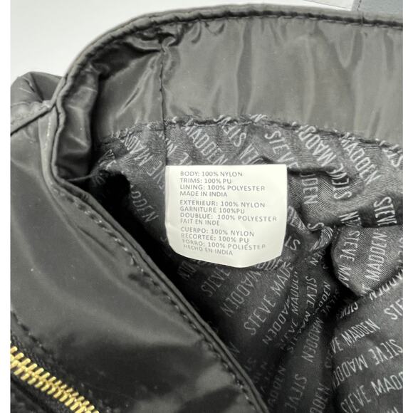 Steve Madden Weekender Bag Black with Gold Hardware, Handles and Shoulder Strap - Picture 5 of 6